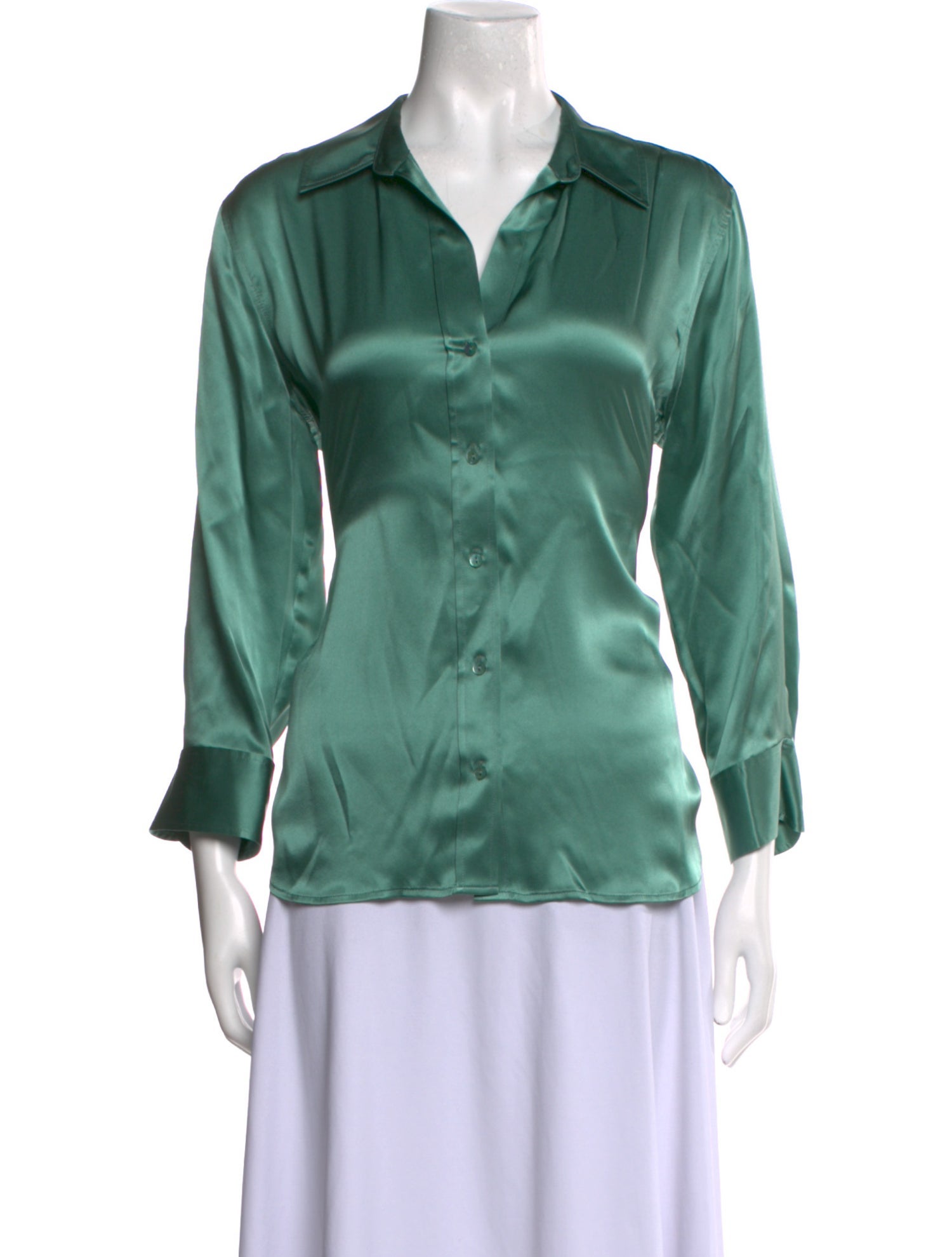 L'Agence Silk V-Neck Button-Up Top